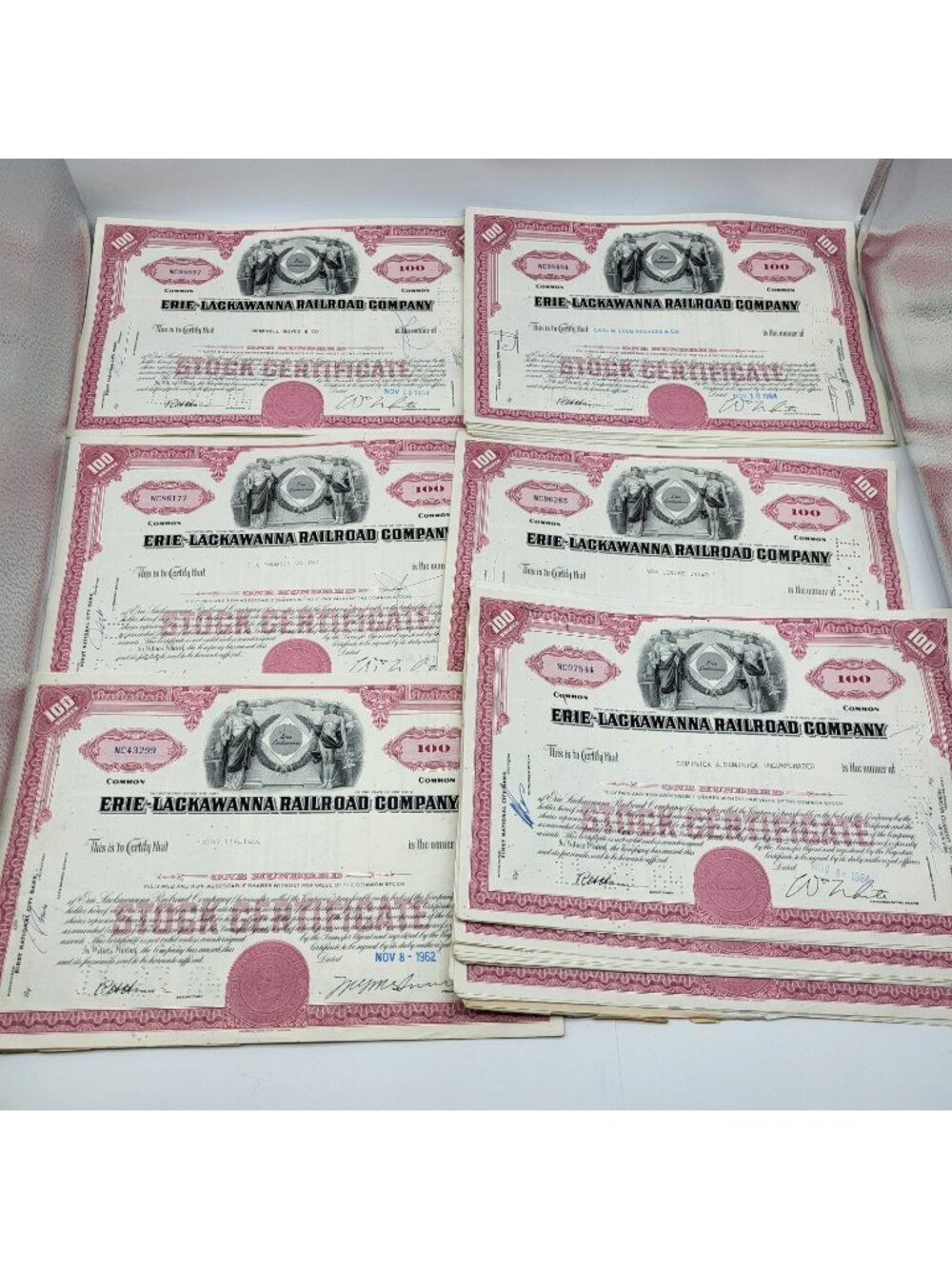 Erie Lackawanna Railroad Company Stock Certificate Large Lot Defunct Ephemera